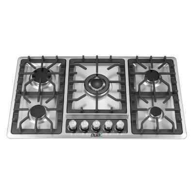 China Hot sale China Zhongshan hotel cooktop kitchen built in 86cm stainless steel 5 burner gas stove for sale