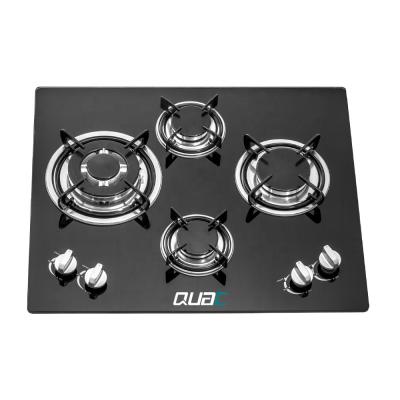 China Hot sale China hotel gas cooktop stainless-steel-tempered glass panel kitchen built in 4 burner gas hob for sale