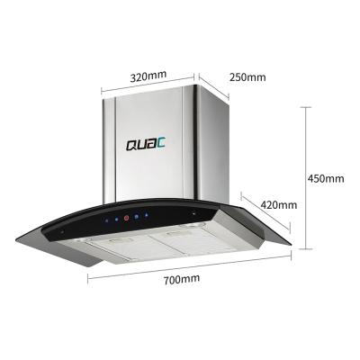 China New Design High Quality Low Noise Push Button 600mm Kitchen Cooker Range Mini Hood for sale