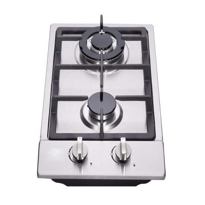 China Hot sale China Zhongshan hotel cooktop stainless steel kitchen built in gas hob 2 burners for sale