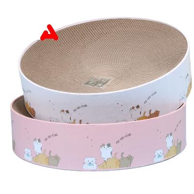 China Small Size Pink Stocked Protective Cat Scratch Board Cat Scratcher Cat Scratching Board Pet Scratch Round Hyra Hipicat for sale