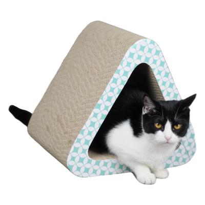 China Hyra 3-Sided Cat Scratching Board Triangle Cat Scratcher Vertical Multi Angle Stocked Cat Scratch Pad for sale