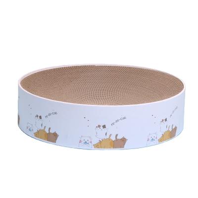 China Hyra Hipicat Round Stocked Cat Scratch Board Cat Scratcher Cat Scratching Board Pet Scratch Pad Small Size White for sale