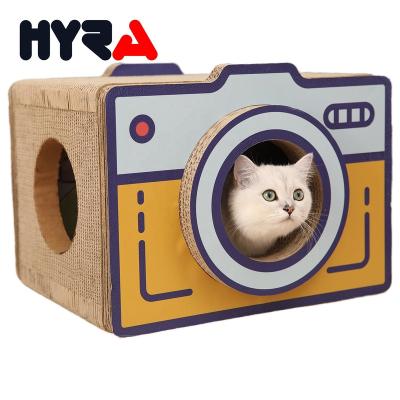 China Hyra Camera's Stocked Style Cat House Cat Scratch Board Multifunctional Cat Scratcher House Medium Size for sale