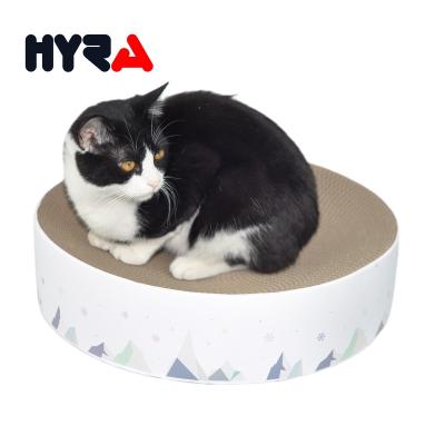 China White Round Stocked Cat Scratch Board Medium Size Hyra Hipicat Pet Work Area Cat Scratcher Cat Scratching Board for sale