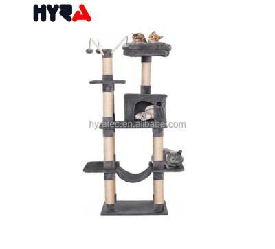 China Hyra Stocked Large Multi-Level Cat Tree Condo Furniture with Cat Tower Furniture Kitty Activity Sisal Covered Scraping Center Posts for sale