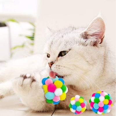 China Hyra Stocked Cat Toy Balls with Bell Cat Fuzzy Balls Indoor Cats Kittens Interactive Pom Chasing Chewing Toys Plush Small for sale