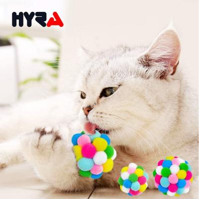 China Indoor Stocked Kittens Hyra Cat Fuzzy Balls Kitten Interactive Pom Chasing Chewing Plush Toy Cat Toy Balls With Bell Small(s) for sale