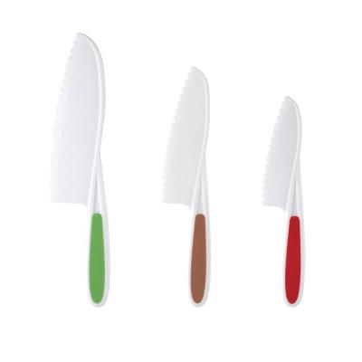 China Fruit Sustainable Reusable Reusable Chefs Toy Lettuce Birthday Cake Dessert Kitchen Manjia Knife Plastic Children's Cooking Knives In 3 Sizes for sale