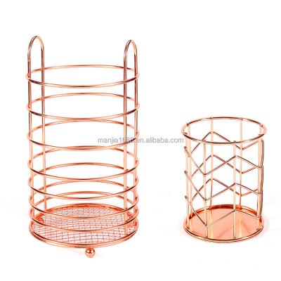 China Manjia Metal Wire Ring Iron Bottom Pen Holder Kitchen Utensils Accessories Storage Bucket BFJM331 for sale