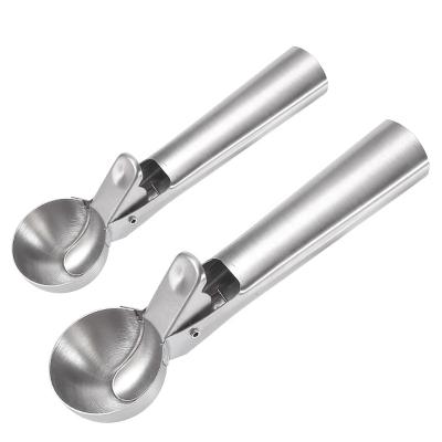 China Manjia Sustainable Kitchen Accessories Ice Cream Tools with Trigger for Food Grade Stainless Steel Ice Cream Scoop for sale