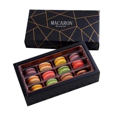 China Recycled Materials Customized Black Marble Macaroons Packaging Gift Box Macaron Box With Dividers for sale