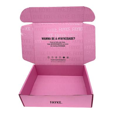 China Custom Logo Pink Color Mailing Materials Spot Recycled UV Disappearing Cosmetic Corrugated Shipping Box for sale