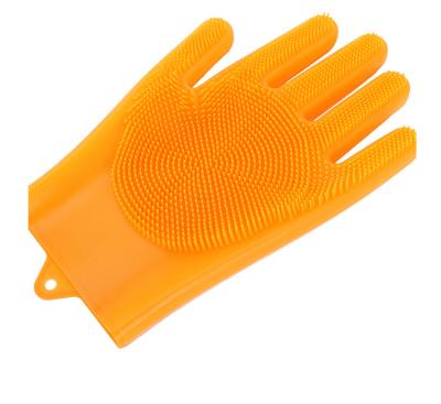 China With Scrubber Reusable Household Cleaning Silicone Non-Slip silicon Gloves with scrubber for sale