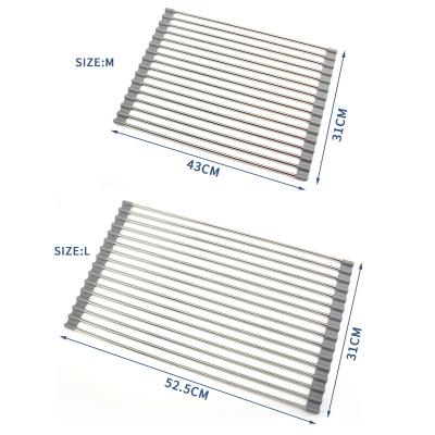 China Sustainable Hot sales Kitchen Sink Accessories Foldable Kitchen Sink Shelf roll up Dish Drying Rack for sale