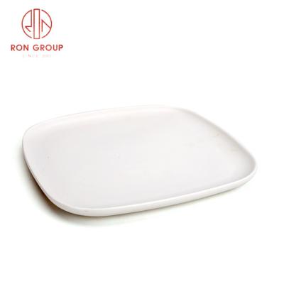 China Nordic Style Stocked Hotel Chain Restaurant White Square Shape Steak Dessert Porcelain Dish Tableware Sets Ceramic Dish for sale