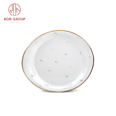 China China Factory Customized Restaurant Hotel Use Plates Black Dishes Stocked Ceramic Dinner for sale