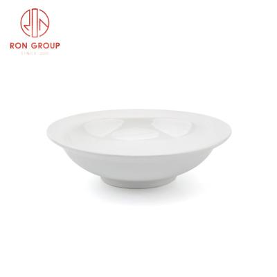 China Stocked 8 9 10 Inch Japanese Style Ceramic Bowl Set Pure White Porcelain Bowl for sale