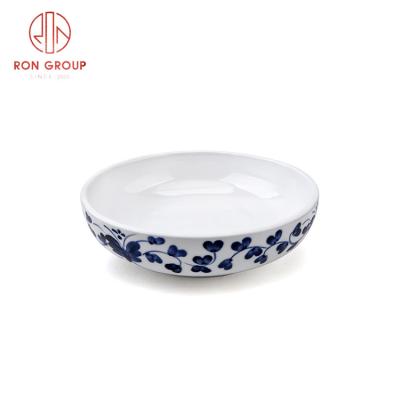 China Stocked 9.5 Inch Restaurant Salad Bowl Hand Drawing Custom Logo Ceramic Bowls for sale