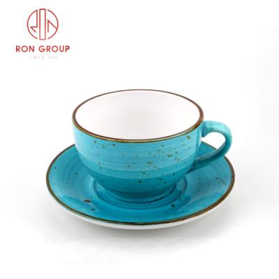 China High Quality Ceramic Fancy Light Blue Turkish Coffee Mugs Stocked 300ML Tea Cups For Sale for sale