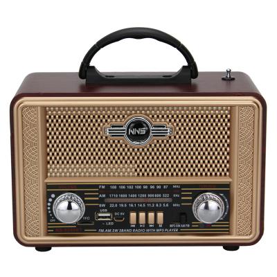 China NS-8098BT PORTABLE Retro Style Portable Desktop Radio AM FM Switch 3 Band Stereo Sound Wireless Wooden Speaker With AM FM Radio for sale