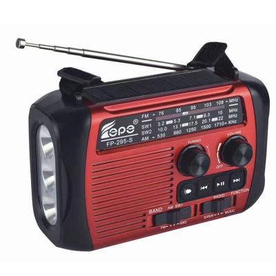 China Built-in Speaker USB FM AM Rechargeable Solar Switch Radio with Emergency Crank Radio Blue Teeth Radio with Torch FP-295-S for sale