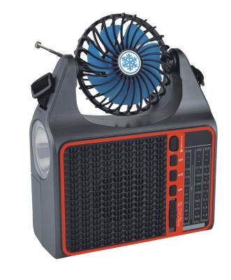 China Built in BT Speaker Solar Power Fan Home Radio Rechargeable Home Speaker Speaker Radio with Fan FP-128-S for sale