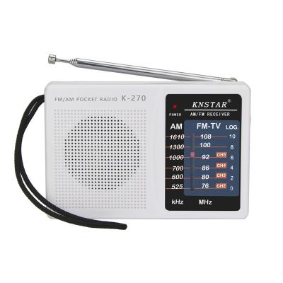 China Buit in speaker cheap price pocket radio fm am dc dual band battery operated mini radio K-270 for sale