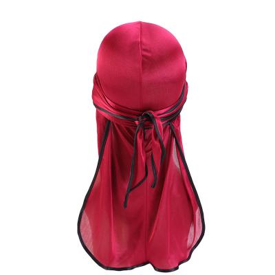 China Decorate Men's Doo Rag Wings Satin Biker Durag Hip Hop Durag Headwrap Headwrap Satin Bandana Long Tail Breathable Satin Silky Durag for sale