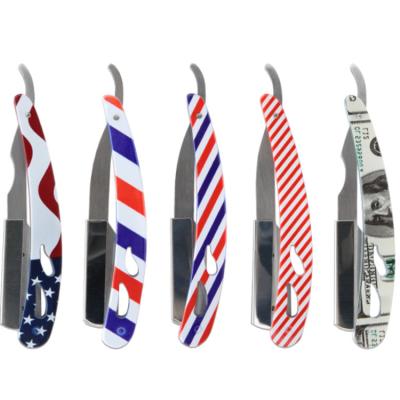 China Men's Personal Care Candy Throat Blade Barber Straight Razor Wholesale Stainless Steel Colorful Cut Single Cut Barber Razor for sale