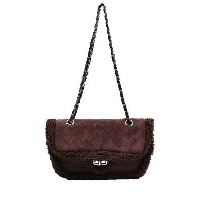 China 2021 Fashion Soft PU Velvet Leather Shoulder Messenger Bag Women Furry Lambskin Single Cross - Body Bag Girls for sale