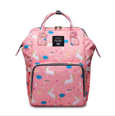 China Custom Maternity Backpack Mommy Backpack Diaper Bag Baby Diaper Bag Unicorn Cartoon Print Waterproof Mummy Large Capacity for sale