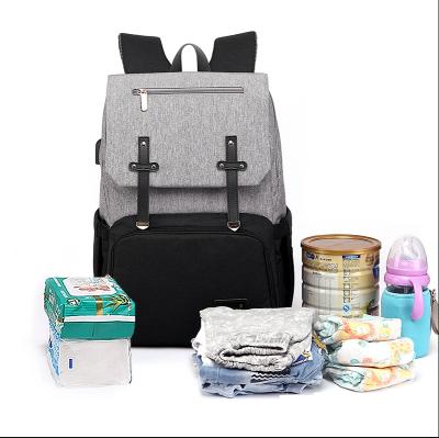 China Multifunctional Outdoor Waterproof Maternity Diaper Bag Travel Baby Diaper Care Large Capacity Custom USB Changing Backpack for sale