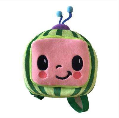 China Daily Used Cute Soft Stuffed Watermelon Plush Bag Children Holiday Backpack Fruit Toys Bag Kids Backpack School Bag for sale