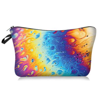 China Hot Fashion Women Instagram Travel Bags With Nice Zipper Tie Dye Printing Makeup Bag Cosmetic for sale