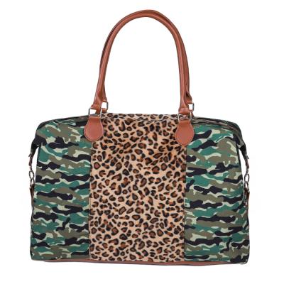 China Wholesale Leopard Camouflage Madame Large Capacity Weekender Duffel Bag Girls Travel Shoulder Tote Bag Overnight Bag For Women for sale