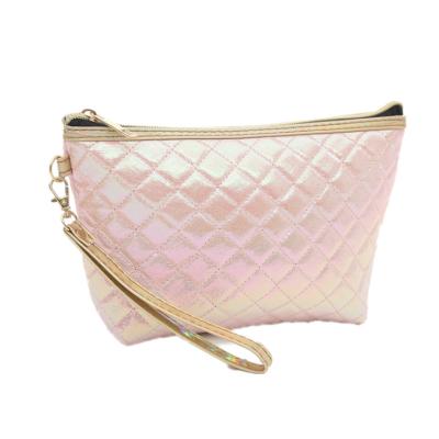 China Ladies Custom Gradient Storage Fashion Plaid Bag Travel Wash Cosmetic Bag Mini Zip Bag for sale