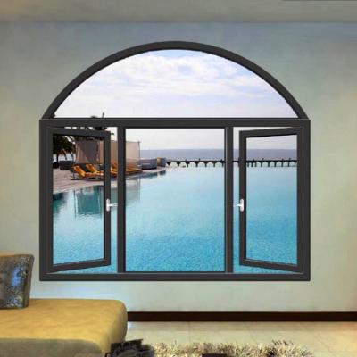 China Low E Double Glazed Tempered Glass Swing Apartment Hotel Heat Protection Window for sale