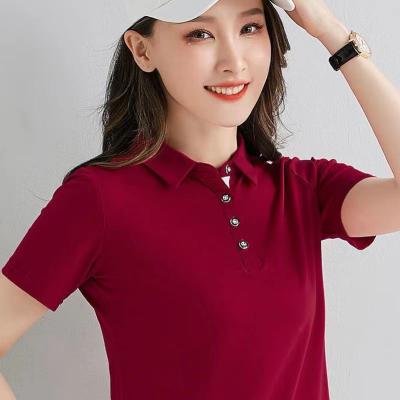 China Wholesale Custom Women Anti-Wrinkle Women's Summer Custom Short Sleeve Shirt Hollow Button Formal Casual V-Neck Top T-Shirt for sale