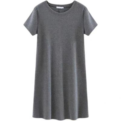 China Wholesale Women's Scoop Neck Swing Breathable Skirt Europe and America 2023 New Summer Women's Knitted Large Size Modal Casual Dress for sale