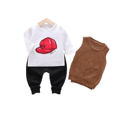 China Fashion Breathable Baby Boy Clothes Cotton Autumn Outfits Suits Clothing Boy Sweater+T-shirt+Pants Child Sets for sale