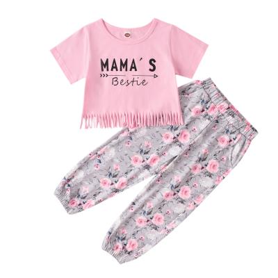 China 0-5year Babies Formal Clothing Sets Girl Shorts Tops T-shirt Kids Floral Print Long Pants Toddler Outfits Set for sale