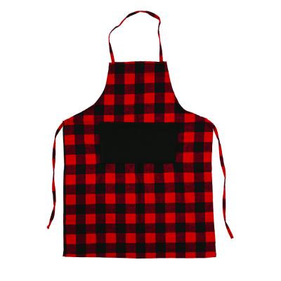 China Christmas Restaurant Decorations Kitchen Waterproof Chef Apron Adjustable Apron Buffalo Plaid Cleaning Apron With Pocket for sale