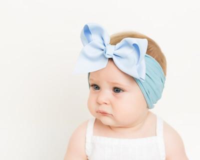 China New Fashion Design Kids Hair Accessories Baby Turban Cotton Turban Sweet Girls Headband Large Bow Headband for sale