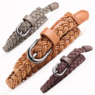 China Wax Fashionable Classic Classic Rope Woven Belt Needle Buckle Belt Women's Retro Elegant Accessories for sale