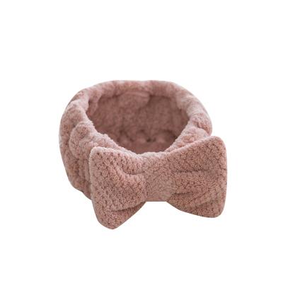 China Wholesale Cute Soft Spa Hairband Soft Headband Face Wash Fleece Bow Makeup Cosmetic Headband For Woman for sale