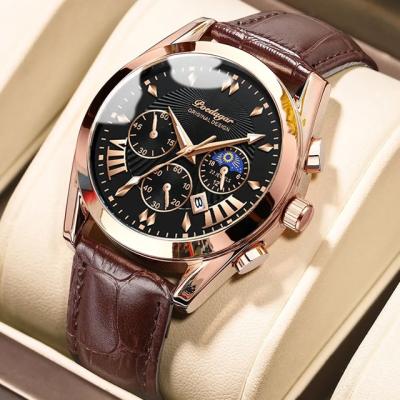 China High Quality Poedagar Full Top Calendar Sport Watches For Men Waterproof Fashion Men Wrist Business Quartz Classic Leather Watches With Date for sale