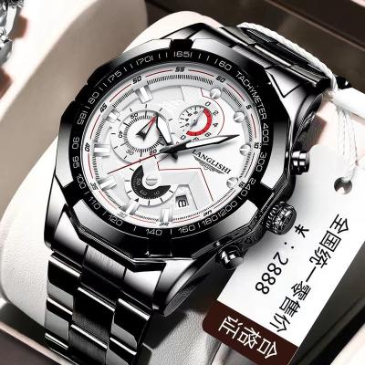 China Wholesale Poedagar Full Calendar Fashion Business Stainless Steel Band Quartz Watches Waterproof Luminous Watch For Men for sale