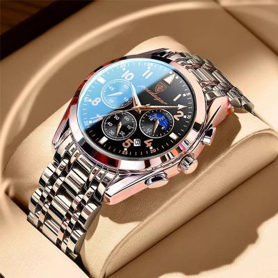 China Poedagar Chronograph Fashion Business Men Watch Waterproof Luminous Quartz Watches Stainless Chronograph Calendar Stain Watches Men Wrist for sale