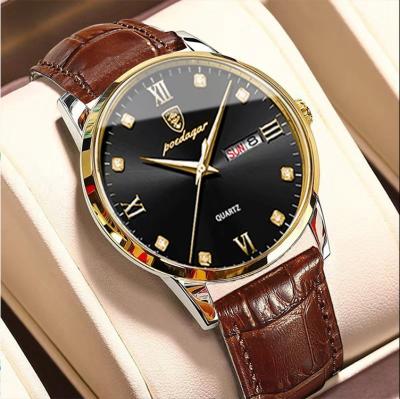 China Full Calendar Poedagar Watch For Men Fashion Watches Leather Men Wrist Waterproof Quartz Watches Luminous Calendar Relojes Hombre Wholesale for sale